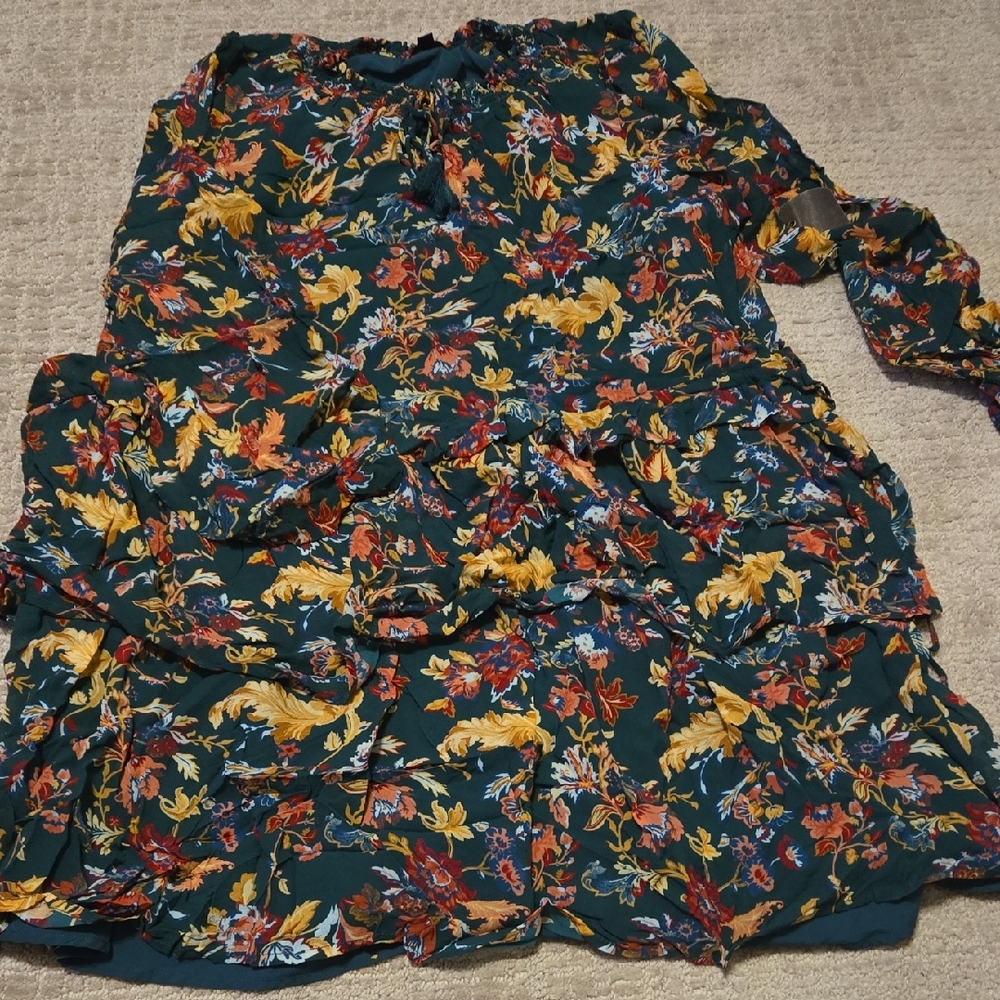 FRYE FLORAL LAYERED MIDI DRESS